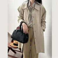 在飛比找momo購物網優惠-【ibella 艾貝拉】法式簡約純棉風衣外套中長款大衣83-
