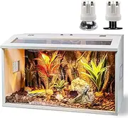Prolee Bearded Dragon Tank, Reptile Enclosure, Snake Tank, Reptile Terrarium, Built-in Light Fixtures with Switch, 2024 Newest Upgrade (23 Gallon, 24" Long, Thick Wood Roof)