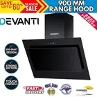 Devanti Range Hood Rangehood 900mm Black Angled Side Draft Hood Canopy Glass