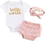 [LYSINK] Baby Girls My 1st Birthday Outfits Short/Long Sleeve Romper A-Line Lace Tutu Skirt Headband Cake Smash Outfits 3 Piece Suit