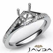 Asscher Semi Mount Split Shank Pave Setting Diamond Engagement Ring 0.35Ctw.