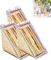 Triangle Sandwich Container, Bpa-Free Plastic Reusable Sandwich Containers for Lunch Boxes, Eco-Friendly Sandwich Boxes for Kids, Sandwich Box Container, Clear Hinged Sandwich Wedge Box (3pcs)