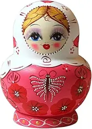 Matryoshka Russian Nesting Dolls 10-Piece Set Cute Wooden Nesting Doll Hand-Painted Matryoshka Souvenir Educational Toy Creative Birthday Gift Happy Gift