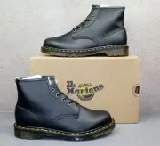 NIB Dr. Martens Unisex Vegan 101 Black Felix Rub Off 6 Eye Boots Mens Size 13 US