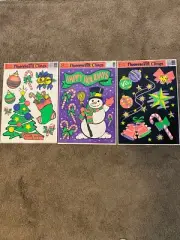 Classic Clings, Fluorescent Clings, Reusable Window Decor, Set Of 3. Christmas C