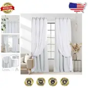 Classic Greyish White Thermal Drapes - 52x95 inches, Set of 2 for Elegant Spaces