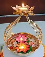 SPARKLINE CO. Handcrafted Diya Shape Flower Decorative Urli Bowl for Home Perfect for Floating Flowers and Tea Light Candles Ideal Home and Table Decor Diwali Decoration Items Potpourri Bowl