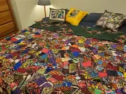 Handmade African Patchwork Crazy Quilt 96" x 70" Extra Large King Size, CHARITY!