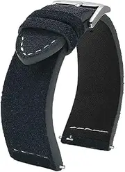 KTKBXUDMUL Cow Suede Leather Watchband 23mm Black Brown Gray Leather Strap with with Quick Release Bar for Mido Watch #D(Gray,23MM_Silver Buckle)
