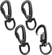 Kasoud Dog Lead Clips Heavy Duty, 4PCS Swivel Carabiner, CarabinerClipSwivel Snap Hook, 360° Rotatable SpinnerCarabiner, SwivelCarabiner Clips, D Shaped Suit for Rock Climbing Dog Leash (Black)
