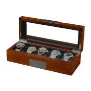 5 Slots Mahogany Wooden Watch Box