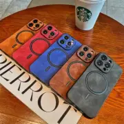 Leather Case For iPhone 15 Pro Max Plus 14 13 12 11 Magsafe Charger Shockproof