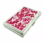 Heart Confetti Em1 Cigarette Case with Built in Lighter Metal Wallet
