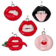 10pcs Sexy Girl Red Mouth Lip Resin Charm Jewelry Making Findings DIY Flatback