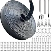 AUXIN 5 Meter (2cm wide) Double Sided Black Smooth PU Leather Strip Kit with Rivets Snap Buttons and Setting Tools, Perfect for Belt Making DIY Punk Ornaments Loli Chokers Purse Pet Dog Cat Collar Lanyard Crafts