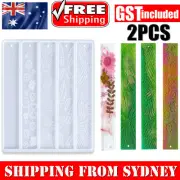 2PCS Leaves Flower Holographic Bookmark Silicone Mould Patterned Resin Mould DIY