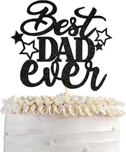 1 Pack Happy Father's Day Cake Topper Glitter Love Dad Cake Pick Super Dad Moustache Cake Decoration for Happy Father's day Theme Men Birthday Party Supplies Blue (#1)