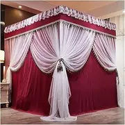 Bed Canopy Double Layer Mosquito Net, 4 Pole Support Bed Canopy, Decorative Bed Curtain for Girls Bedroom (Color : Style 3, Size : 150x200x200cm)