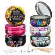 Upgrade 6 Pieces 4oz Large Caliber Candle Tins, Empty Candle Jars, Round Cont...