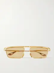 [Jacques Marie Mage] Jacques Marie Mage - Bogart D-frame Gold-tone Sunglasses - One size One size Gold