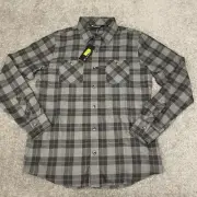 Travis Mathew Shirt Mens Small Gray Plaid Cloud Flannel Button Up Lightweight