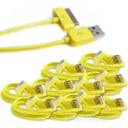 10PCS USB SYNC DATA POWER CHARGER CABLE NEW IPAD IPHONE IPOD CLASSIC NANO YELLOW