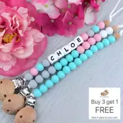 Personalised Dummy Clip - Pacifier Chain - Soother Holder - Baby Binky Band