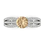1.25 Round Yellow Moissanite Promise Bridal Wedding Designer Ring 14k White Gold