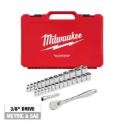 Milwaukee SAE/Metric Ratchet/Socket Set 3/8" Drive w/ Carrying case (29-Piece)