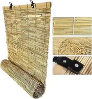 Natural Reed Curtains, Roller Shades,Light Filtering Roll Up Shades,Blackout Bamboo Blinds,Hand Woven Roman Blinds for Indoor/Outdoor/Patio/Straw Curtains(W100xH120cm/39x47in)