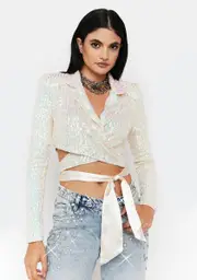 Opal Party's Here Sequin Wrap Blazer