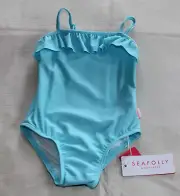 Seafolly Girls Vintage Blue 1 Piece TubeTank Bathers Size 0 6-12 Months New