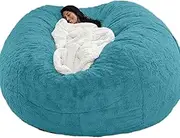 Large Bean Bags Chair Cover (No Filler, Cover Only) - Round Faux Fur Beanbag Chairs Soft Sofa Without Filling - Ultra Soft and Fluffy, for Adults, Machine Washable,O-5FT