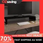 TV stand glass black 80x30x13 cm monitor riser modern sleek design 4137