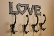 Cast Iron Farmhouse Entryway Coat Hooks Home Decor Set Love With Hooks - 5 items