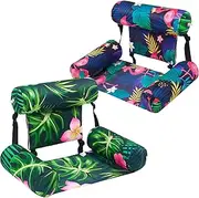 Pool Chair Float - 2 Pack Inflatable Pool Float for Adults Green Plants Floating Pool Chair Lounge Adjustable Fabric Pool Float Hammock for Swimming Pool Beach Lake Summer