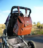 ELF JADE Nappy Bag Backpack Vegan Leather Brown Diaper Mummy Mother Baby Gift
