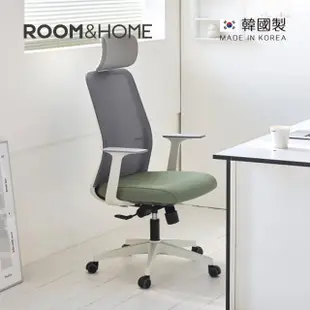 【韓國ROOM&HOME】韓國製高背透氣網坐臥升降式機能工學椅-附頭枕-DIY-多色可選(電腦椅/扶手辦公椅)