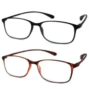 Calabria 720 Flexie Round Square Reading Glasses +1.75 Ebony/Tortoise (2 Pack) M