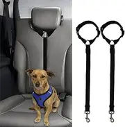 2 Packs Dog Cat Safety Seat Belt Strap Car Headrest Restraint Adjustable Nylon Fabric Dog Restraints Vehicle Seat Belts Harness Certified Crash Tested Harness Tru-Fit Enhanced Strength Style