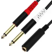 1/4 TRS Female to Dual 1/4 TS Y Splitter Cable Adapter, 1/4" Female TRS to Du...