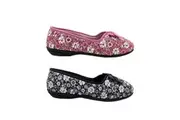 Grosby Vivien Ladies Slippers Summer Slip On Soft Floral Fabric Bow Front