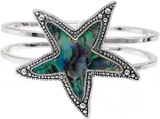 Sealife Theme Abalone Starfish Hinge Bangle Bracelet for Women
