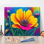Adult Paint by Number Kits Floral, Blooming Floral Paint by Numbers DIY Paint by Numbers Kit for Adults, Abstract Colorful Nature Flower Acrylic Paint on Canvas Home Decor 16x20 inch Without Frame