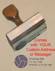 Volleyball Rubber Stamp With Custom Address or Message