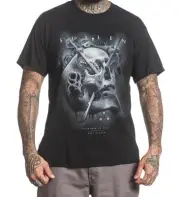 Sullen Clothing Silver Badge Tattoo Art Skull Smoke Paint Mens T Shirt SCM1025
