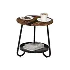 2 Tier Coffee Table in Living Room, Industrial Style Round End Table with