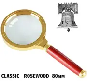 4x Magnifier Classic 60mm Magnifying Glass Rosewood Handle Rock Fossil Mineral
