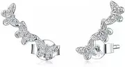 [Generic] Three Butterfly Insect Long Stud Earrings for Women Push Back Ear Pins Studs Jewelry
