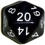White d20 Initiative Advantage Die for Role-Playing Games. 20 Sided RPG Dice